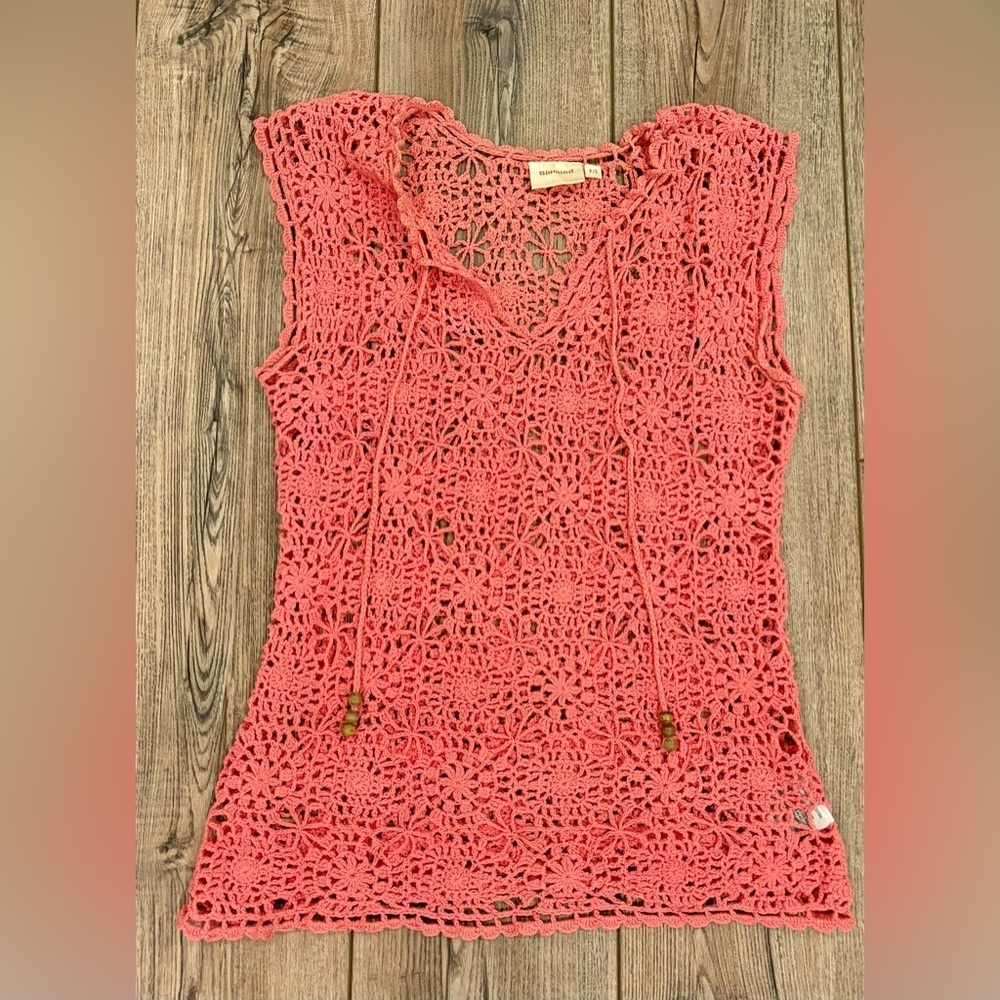 Blumind Crochet Knit Boho Top • P/S • Coral Pink • Festival Cottagecore